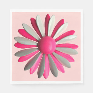 MOD PINK 60s Flower - Floral Spring Summer Garden Napkin