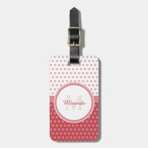 Mod Pink and White Polka Dots Monogram With Name Luggage Tag