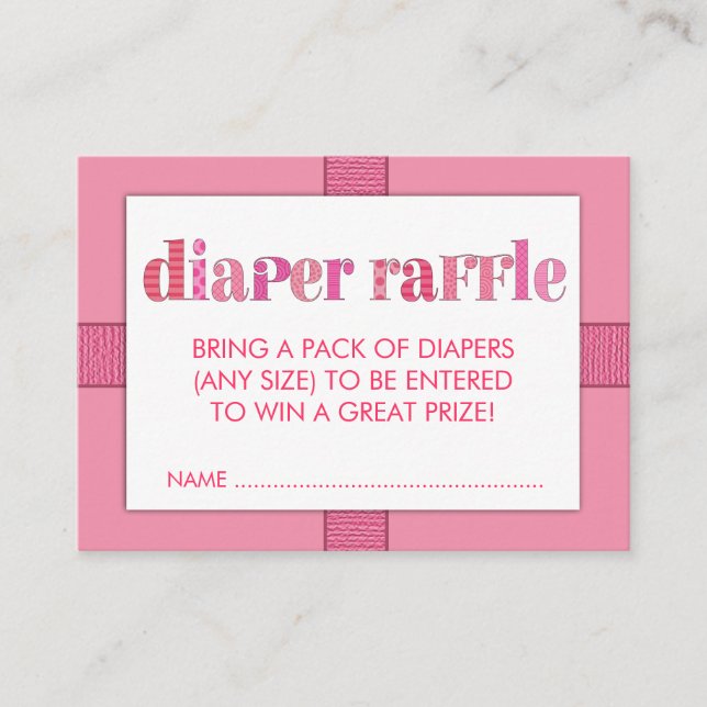 Mod Pink Baby Shower Diaper Raffle Ticket Insert (Front)