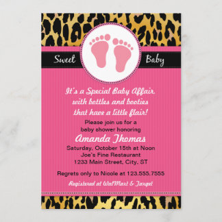 Mod Pink Leopard Baby Shower Invitations