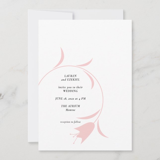 MOD PINK TULIP WEDDING INVITATION (Front)