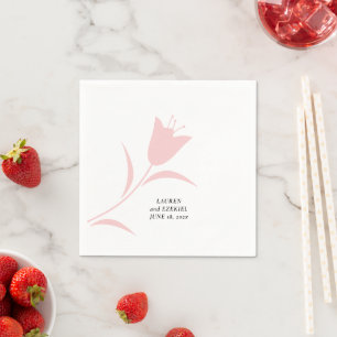 MOD PINK TULIP WEDDING NAPKIN