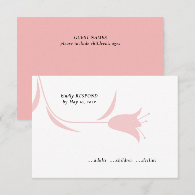 MOD PINK TULIP WEDDING RSVP CARD (Front/Back)