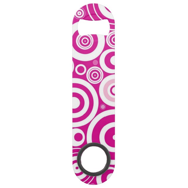 Mod Pink & White Concentric Retro Circles (Front)