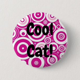 Mod Pink & White Concentric Retro Circles 6 Cm Round Badge