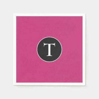 Mod Pink & White Inital Napkin
