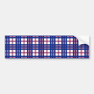 Mod Plaid Pattern Red White Blue Bumper Sticker