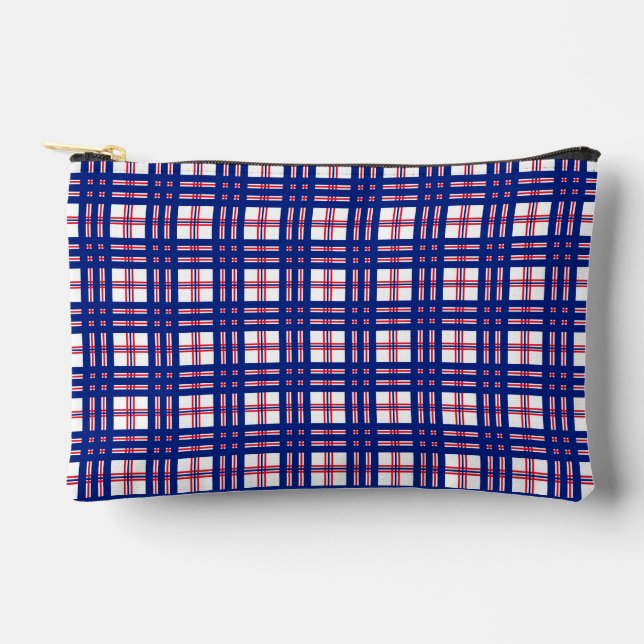 Mod Plaid Pattern Red White Blue Mods Accessory Pouch (Front)