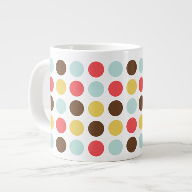 Mod polka dots modern personalised large coffee mug (Front Left)