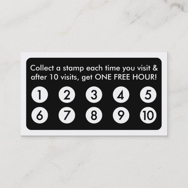 mod POOL HALL loyalty card (Back)