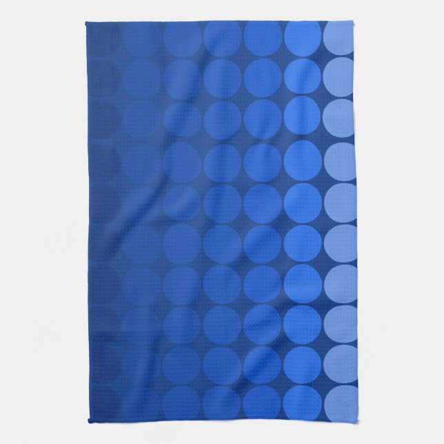 Mod pop circles in blue tea towel (Vertical)