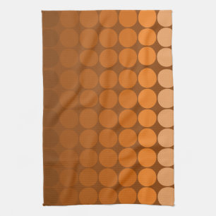 Mod pop circles in orange to browns tea towel