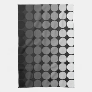 Mod pop circles in white to black tea towel