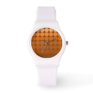 Mod Pop Dots Orange, Mocha, Cinnamon Brown Circles Watch