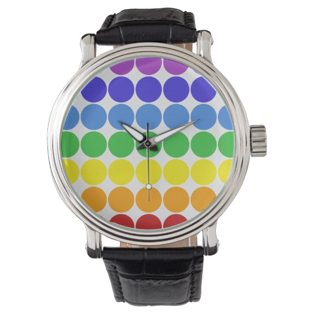 Mod Pop Dots rainbow colours Watch (Front)