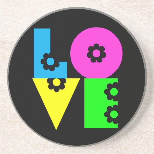 Mod Pop Floral LOVE Square Coaster (Front)