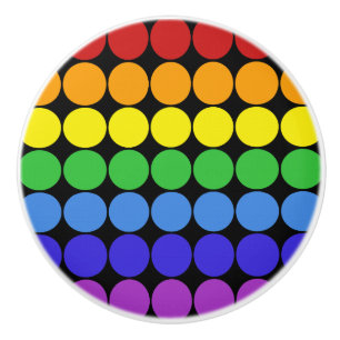 Mod Pop MCM ceramic knob rainbow on black circles