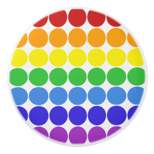 Mod Pop MCM ceramic knob rainbow on white circles