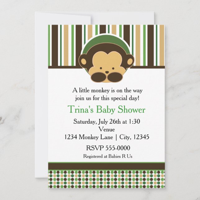 Mod Pop Monkey Jungle Baby Shower Party Invitation (Front)