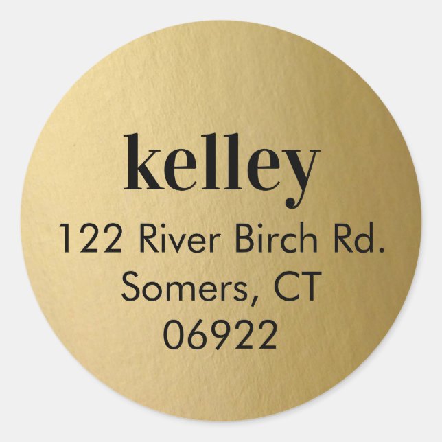 Mod Print Address Seal, Faux Gold Foil Classic Round Sticker (Front)