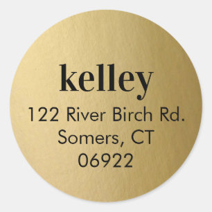 Mod Print Address Seal, Faux Gold Foil Classic Round Sticker