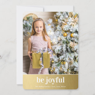 Mod Print, Photos on Back, Faux Gold Foil Vertical Holiday Card