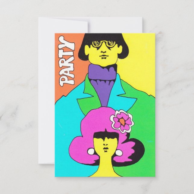 Mod Psychedelic Party Invitation Customisable (Front)