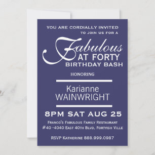 Mod Purple White  40th Birthday Party Invitation