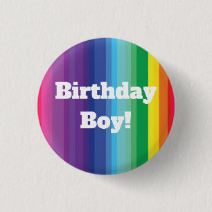 Mod Rainbow Colourful 1st Birthday Party 3 Cm Round Badge