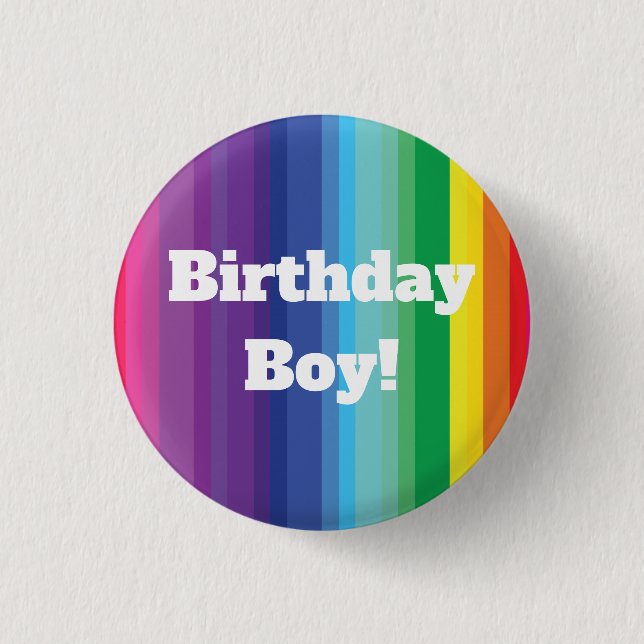 Mod Rainbow Colourful 1st Birthday Party 3 Cm Round Badge (Front)