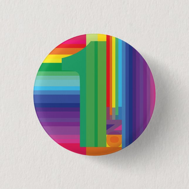 Mod Rainbow Colourful 1st Birthday Party 3 Cm Round Badge (Front)