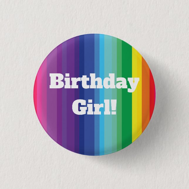 Mod Rainbow Colourful 1st Birthday Party 3 Cm Round Badge (Front)