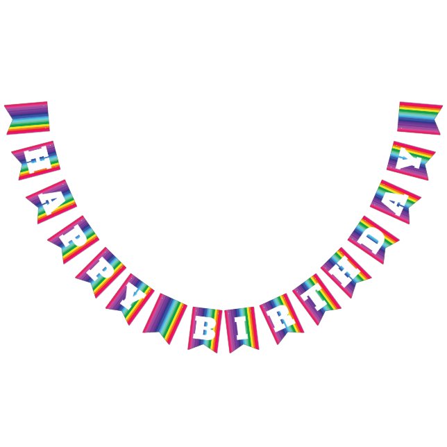 Mod Rainbow Colourful 1st Birthday Party Bunting (All)