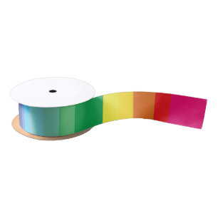 Mod Rainbow Colourful 1st Birthday Party Satin Ribbon