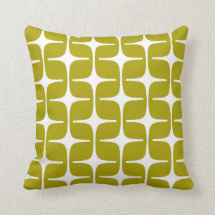 Mod Rectangle Pattern Chartreuse Green White Cushion