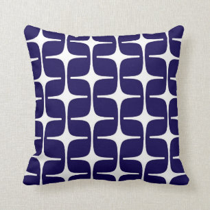 Mod Rectangles Pattern in Cobalt Blue and White Cushion