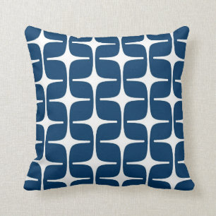 Mod Rectangles Pattern in Navy and White Cushion