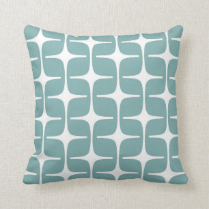 Mod Rectangles Pattern in Sea Glass and White Cushion