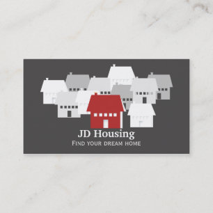 Mod Red Grey Classy Real estate  businesscards Business Card