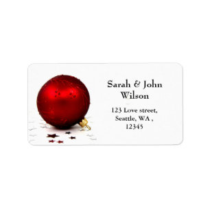mod red ornament , return address label