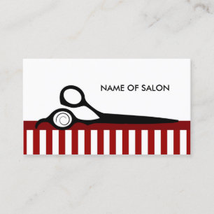 Mod Red White Barber Stripes Hair Salon Scissors Business Card