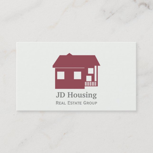 Mod Red White Classy Real estate  businesscards Business Card (Front)
