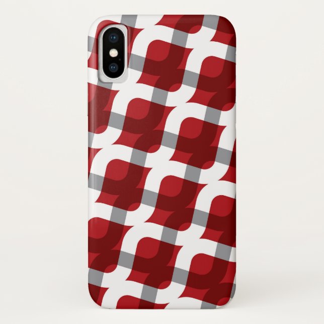 Mod Red White Zig Zag Abstract Pattern Phone Case (Back)