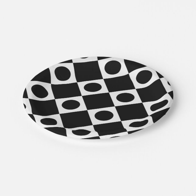 Mod Retro 60's Black Paper Plate (Angled)