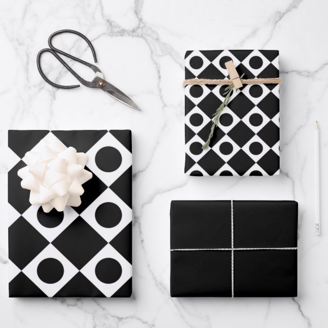 Mod Retro 60's Black Wrapping Paper Sheet (Front)