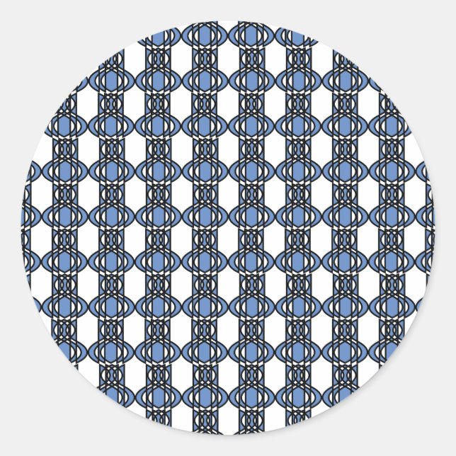 Mod Retro Blue Abstract Scarab Pattern Classic Round Sticker (Front)