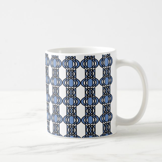 Mod Retro Blue Abstract Scarab Pattern Coffee Mug (Right)