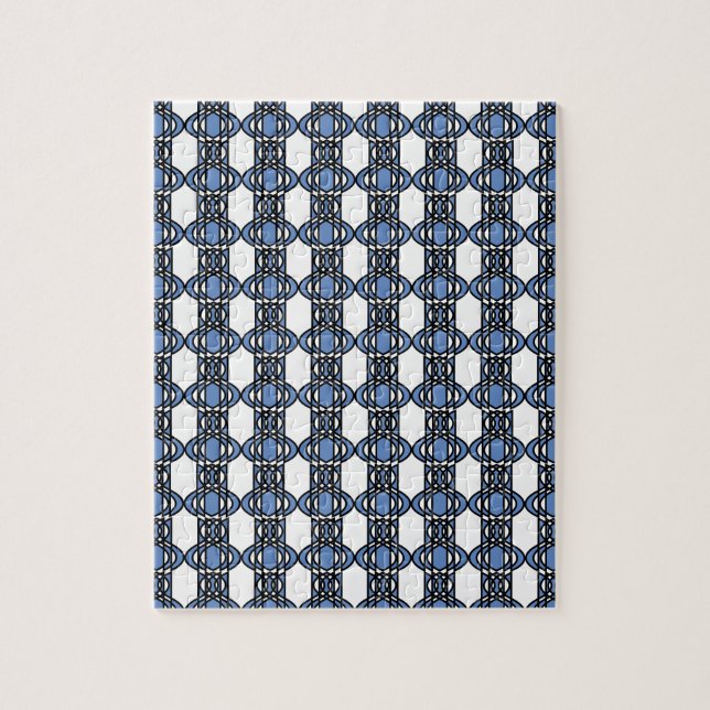 Mod Retro Blue Abstract Scarab Pattern Jigsaw Puzzle (Vertical)