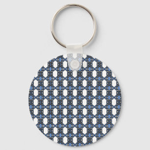 Mod Retro Blue Abstract Scarab Pattern Key Ring