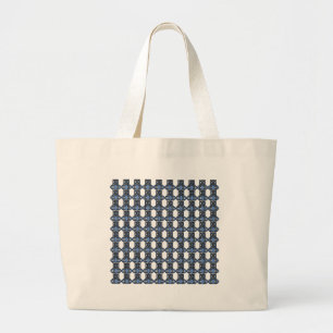 Mod Retro Blue Abstract Scarab Pattern Large Tote Bag